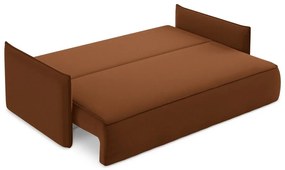 Теракотен кадифен разтегателен диван с място за съхранение 225 cm Hula – Makamii