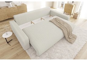 Кремав разтегателен диван с място за съхранение от рипсено кадифе 234 cm Sara – Ropez