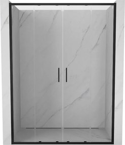 Mexen Exo двойни плъзгащи се душ врати 150 см, прозрачни, черни - 8152-150-000-70-00