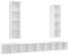 3079889 vidaXL ТВ шкафове за стенен монтаж, 4 бр, бели, инженерно дърво