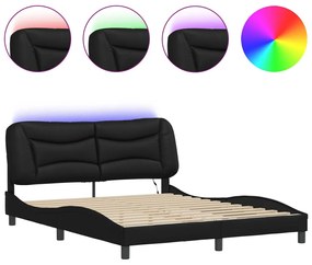 3213941 vidaXL Рамка за легло с LED без матрак Hvar, черна, 160x200 cм