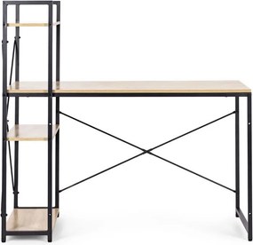 Компютърно бюро ModernHome, дървено, с рафтове за съхранение, подсилена метална конструкция, 120*60 см