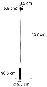 Дизайнерска висяща лампа бяла вкл. адаптер за релса 3-фазен - 3-Phase Tuba Small