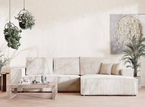 Кремав шенилов сгъваем/с място за съхранение ъглов диван (десен ъгъл) Maze – Maison de Rêve