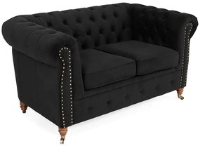 Диван Chesterfield в цвят черно, двуместен 150х86х80 см