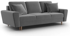 Светлосив кадифен разтегателен диван с място за съхранение 235 cm Kyoto – Cosmopolitan Design