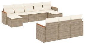 3258817 vidaXL Градински диван с възглавници, 10 части, бежов полиратан