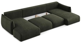 Зелен сгъваем ъглов диван (U форма) Leila – Makamii