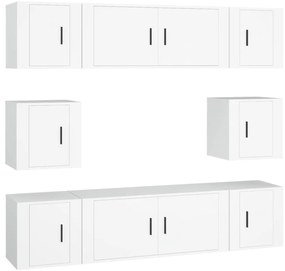 3188670 vidaXL Комплект ТВ шкафове от 8 части инженерно дърво Бял гланц