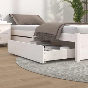 814990 vidaXL Чекмеджета за легло, 2 бр, бели, бор масив