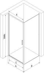 Mexen Exo-B люлееща се душ кабина 90 x 90 см, прозрачна, черна - 817-090-090-70-00