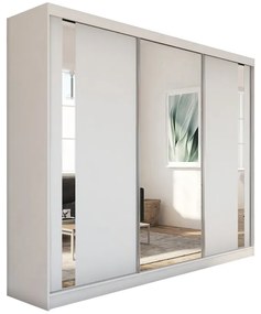 Шкаф с плъзгащи врати и огледало GAJA, 240x216x61, бяло