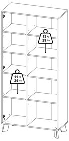 Библиотека от дъбов декор в бял и естествен цвят 89x188x40 cm Ikast – Tvilum