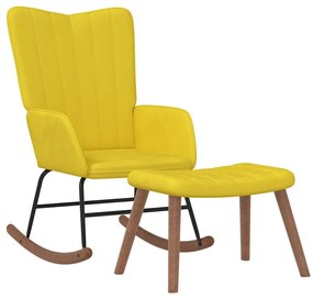 327761 vidaXL Люлеещ се стол с табуретка, горчица, кадифе