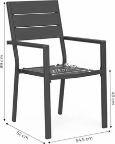 Комплект от 2 градински стола с товароносимост 150 кг Сив