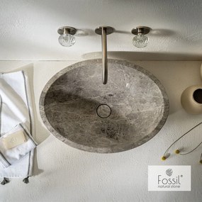 Мраморен умивалник Mica Fossil-Сив