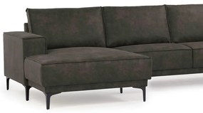 Ъглов диван в черно и сиво от изкуствена кожа (ляв ъгъл) Copenhagen - Scandic