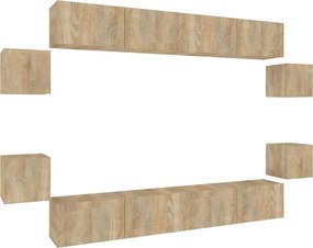 3114224 vidaXL Комплект ТВ шкафове от 8 части, сонома дъб, инженерно дърво