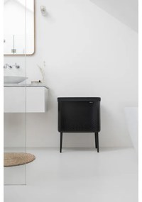 Кош за пране Brabantia Bo 1004175, 60 л, Пълнене без отваряне, Вентилационни отвори, Регулируеми крачета, Черен