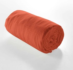 Еластичен муселинов чаршаф в тухлен цвят 140x190 cm Angelia – douceur d'intérieur