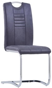 278839 vidaXL Конзолни трапезни столове, 6 бр, сиви, изкуствен велур