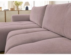 Розов сгъваем/с място за съхранение ъглов диван (ляв ъгъл) Fuji – Bobochic Paris