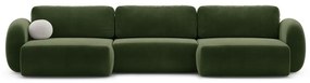 Зелен кадифен сгъваем/с място за съхранение ъглов диван (U форма) Tonale – Cosmopolitan Design
