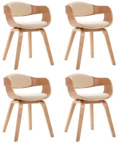 3054816 vidaXL Трапезни столове, 4 бр, извито дърво и изкуствена кожа