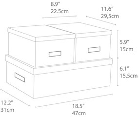 Комплект от 3 бели кутии за съхранение Inge - Bigso Box of Sweden