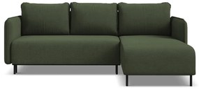 Зелен разтегателен ъглов диван с място за съхранение (десен ъгъл) Luana – Makamii