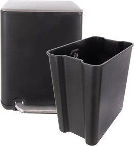 Черно кошче за боклук с педал от неръждаема стомана 20 l Black – Orion