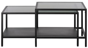 Масички за кафе от черно стъкло в комплект от 2 бр. 60x60 cm Bronco - Unique Furniture