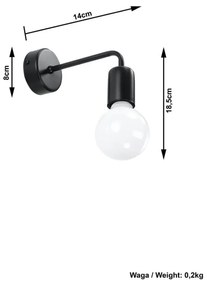 Черна стенна лампа Donato - Sollux