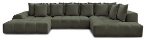 Зелен шенилов сгъваем/с място за съхранение ъглов диван (десен ъгъл/U форма) Everest – Bobochic Paris