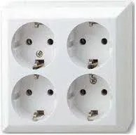 GAO Контакт шуко ЧЕТВОРЕН 16A бял открит монтаж IP20  - 0313H