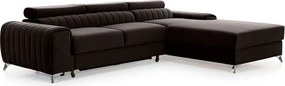 Тъмнокафяв кадифен разтегателен ъглов диван с място за съхранение (десен ъгъл) Grayson – ELTAP