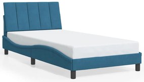 3207835 vidaXL Рамка за легло с табла, синя, 100x200 см, кадифе