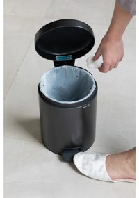 Кош за боклук с педал Brabantia NewIcon 1008838, 5 л, Плавно затваряне, Противоплъзгаща основа, Тъмносив