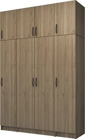 Шкаф с четири врати от меламин Vivian с кабинет в цвят орех 160x51,8x240см.