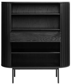 Черен шкаф в дъбов декор 125x110 cm Siena - Unique Furniture