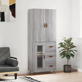 3195937 vidaXL Висок шкаф, сив сонома, 69,5x34x180 см, инженерно дърво