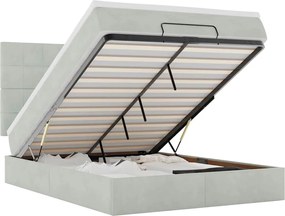 3314324 vidaXL Османска легло с матраци и LED, светлосиво, 140x200 см, кадифе