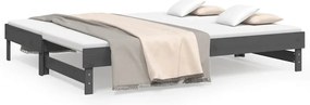 823386 vidaXL Разтегателно дневно легло, сиво, 2x(80x200) см, бор масив