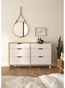 Скрин от дъбов декор в бял и естествен цвят 156x92x40 cm Ikast – Tvilum