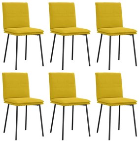 3315621 vidaXL Трапезни столове, 6 бр, жълти, кадифе