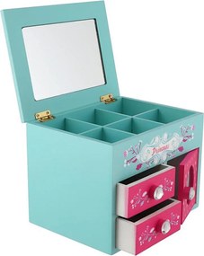Шкатулка за бижута с огледалце PRINCESS — розова/синя