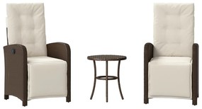 365202 vidaXL Бистро комплект с възглавници 3 части кафяв полиратан