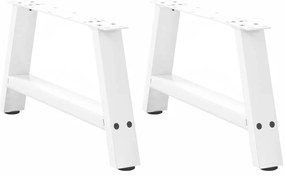 4012825 vidaXL Крака за масичка за кафе, А-образни, 2 бр., бели, 70 x (30-31) см, стомана