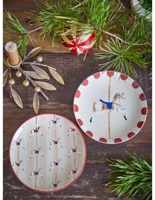 Кремави десертни глинени чинии в комплект от 2 бр. с коледни мотиви ø 16 cm Merry-go-round – Bloomingville