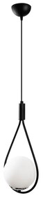 Черно-бяло висящо осветително тяло със стъклен абажур Mudoni – Opviq lights